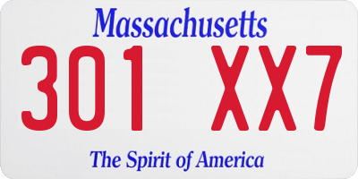 MA license plate 301XX7