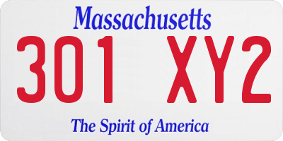 MA license plate 301XY2