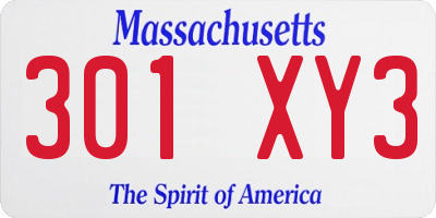 MA license plate 301XY3