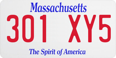 MA license plate 301XY5