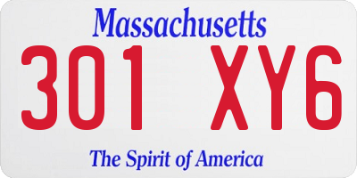 MA license plate 301XY6