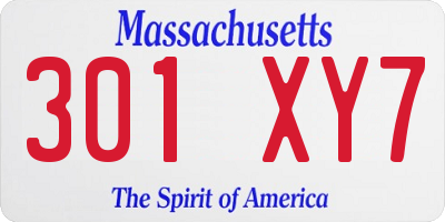 MA license plate 301XY7