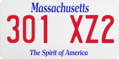 MA license plate 301XZ2