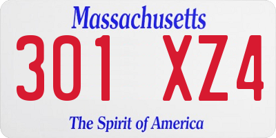 MA license plate 301XZ4