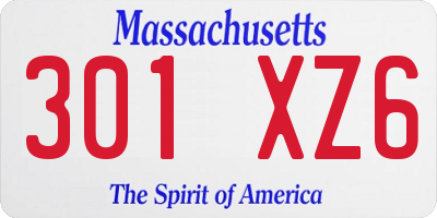 MA license plate 301XZ6
