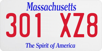 MA license plate 301XZ8