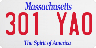 MA license plate 301YA0