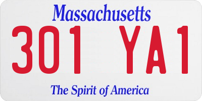 MA license plate 301YA1