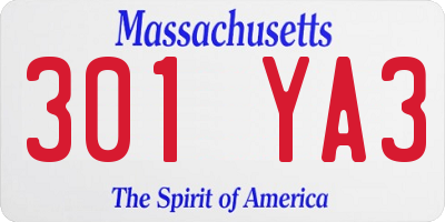MA license plate 301YA3