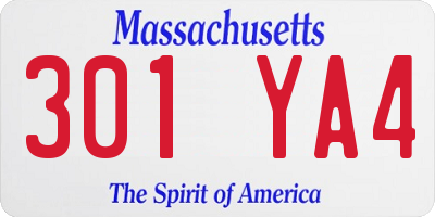 MA license plate 301YA4