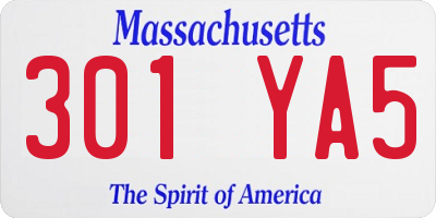 MA license plate 301YA5