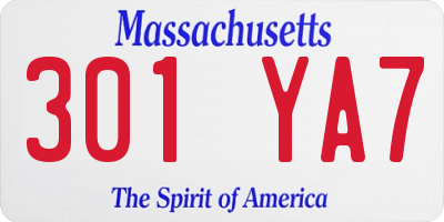 MA license plate 301YA7