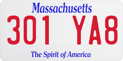 MA license plate 301YA8