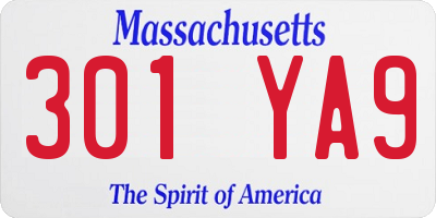 MA license plate 301YA9