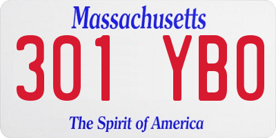 MA license plate 301YB0