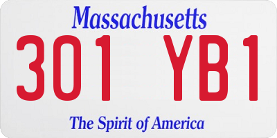 MA license plate 301YB1