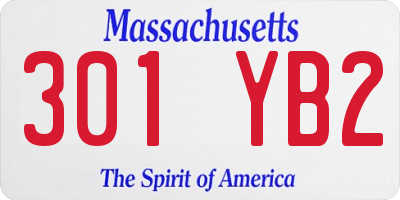 MA license plate 301YB2