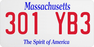 MA license plate 301YB3
