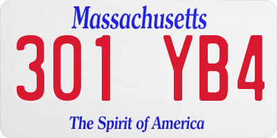 MA license plate 301YB4