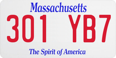 MA license plate 301YB7