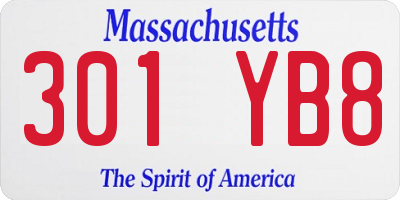 MA license plate 301YB8