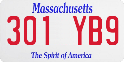 MA license plate 301YB9