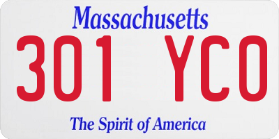 MA license plate 301YC0