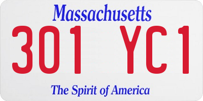MA license plate 301YC1