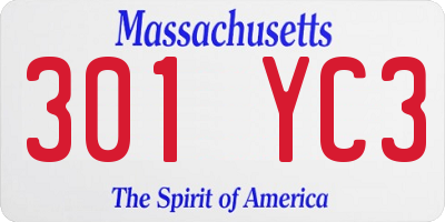 MA license plate 301YC3