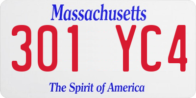 MA license plate 301YC4