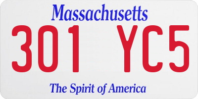 MA license plate 301YC5