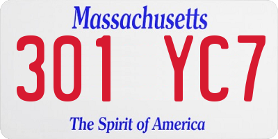 MA license plate 301YC7