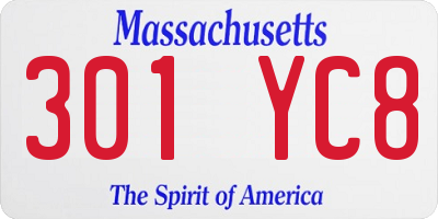 MA license plate 301YC8