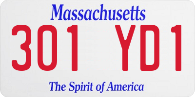 MA license plate 301YD1