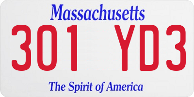 MA license plate 301YD3