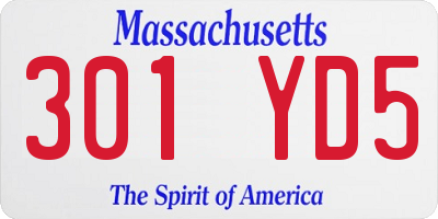 MA license plate 301YD5
