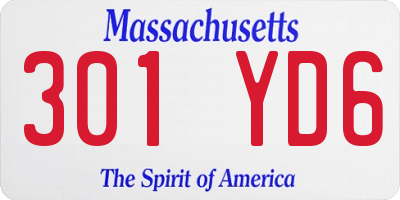 MA license plate 301YD6