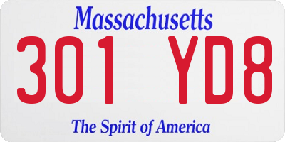MA license plate 301YD8