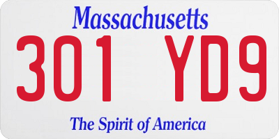 MA license plate 301YD9