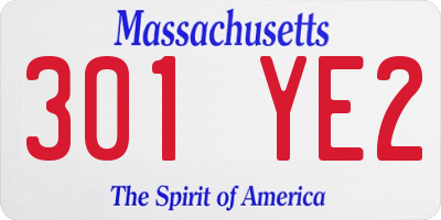 MA license plate 301YE2