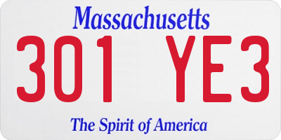 MA license plate 301YE3