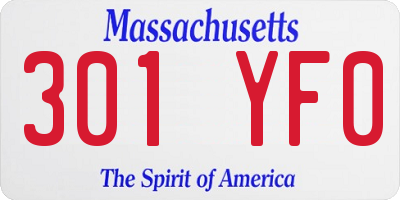 MA license plate 301YF0