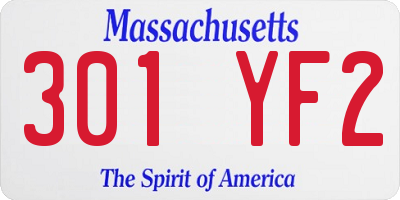 MA license plate 301YF2