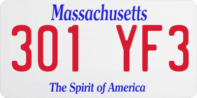 MA license plate 301YF3