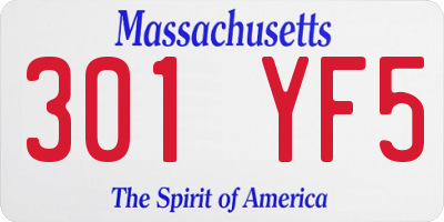 MA license plate 301YF5