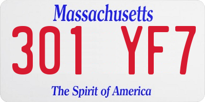 MA license plate 301YF7