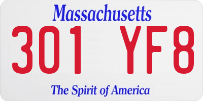 MA license plate 301YF8