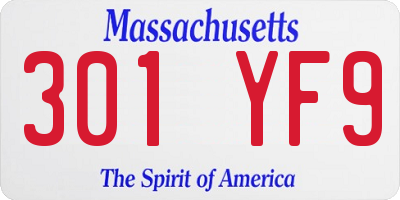 MA license plate 301YF9