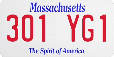 MA license plate 301YG1