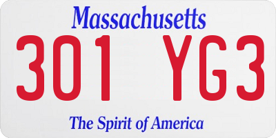 MA license plate 301YG3